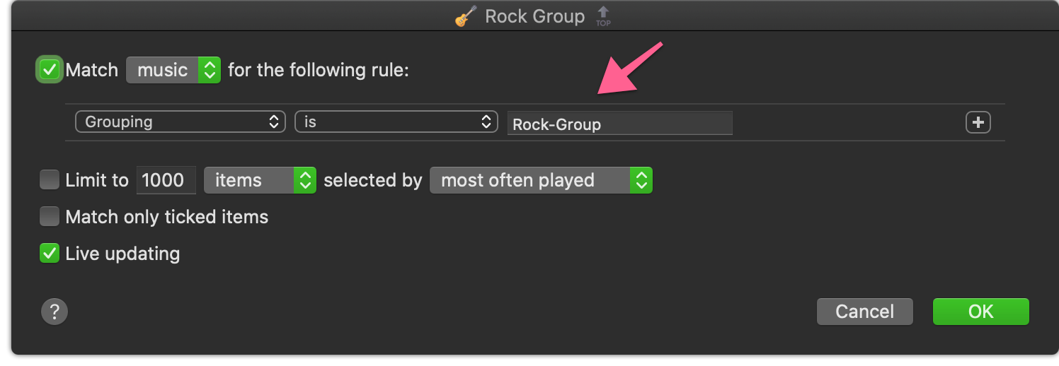 Rock-Group smart playlist